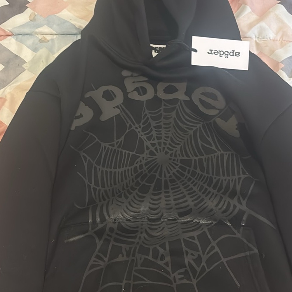 Sp5der Black Graphic Hoodie